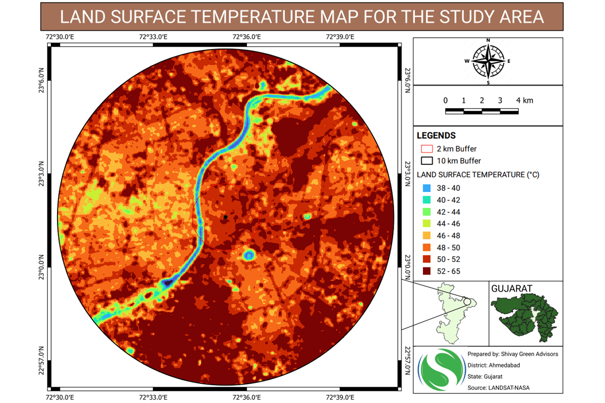 Land Surface temperature Map for the study Area