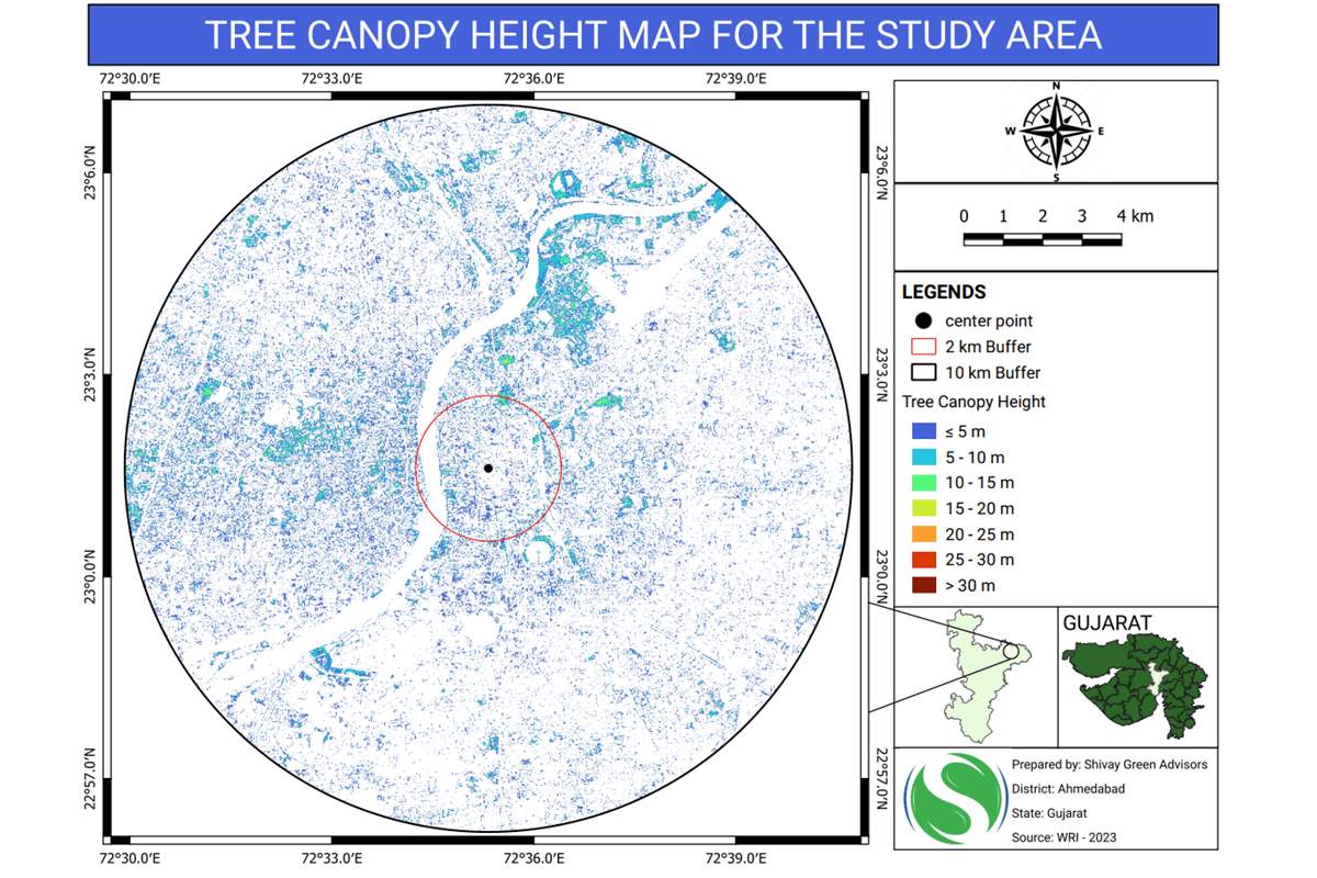 Tree canopy Height Map For The Study Area